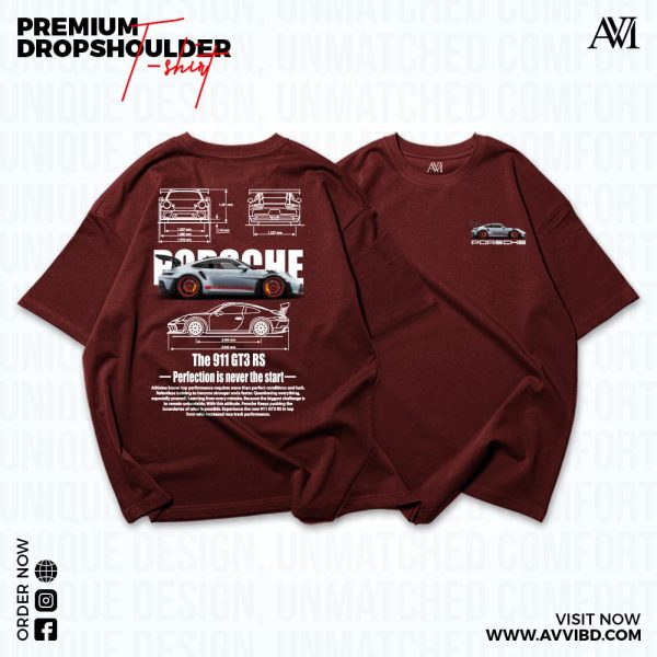 Porsche 911 GT3 Stock - Maroon T-Shirt